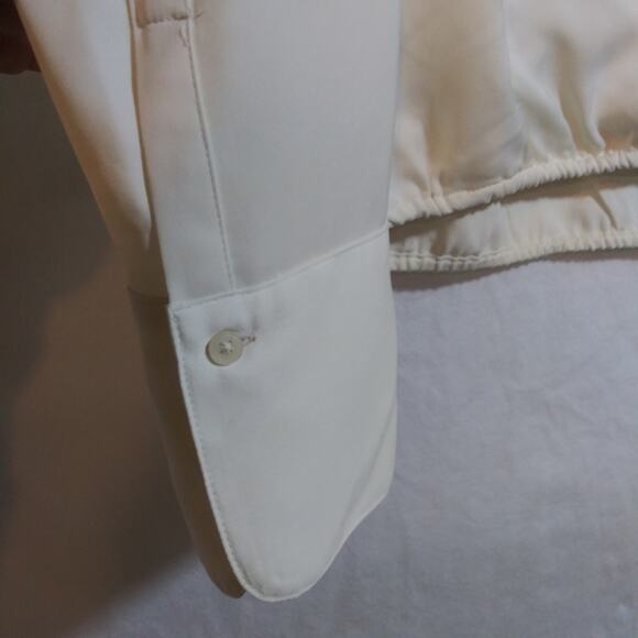 A New Day Elegant Satin Wrap Cream Long Sleeve Top Office Career Size XL - Picture 5 of 10